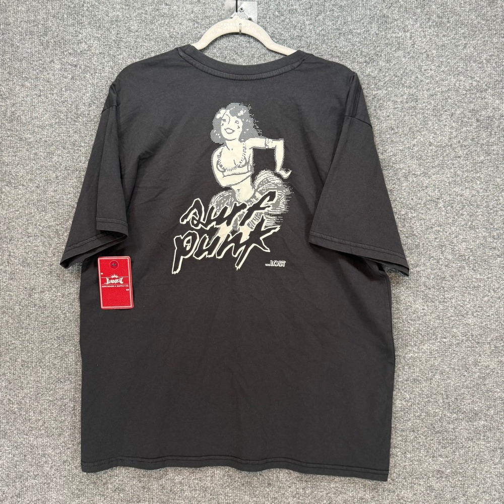 Lost Enterprises Tshirt Mens Medium Black Surf Punk Hula Girl Short Sleeve NEW
